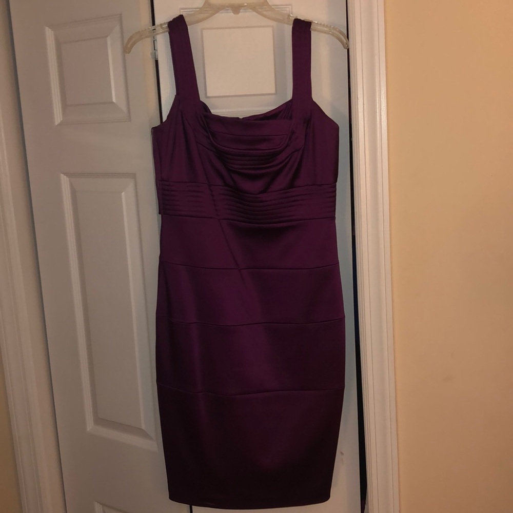 Purple satin cocktail dress